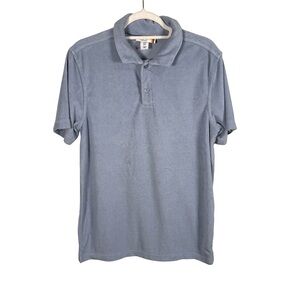 C&C California Light Blue Terry Polo Shirt Size M Resortwear Beach Minimalist